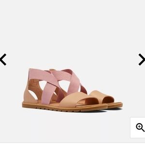 Pink and Tan Strappy Sandals